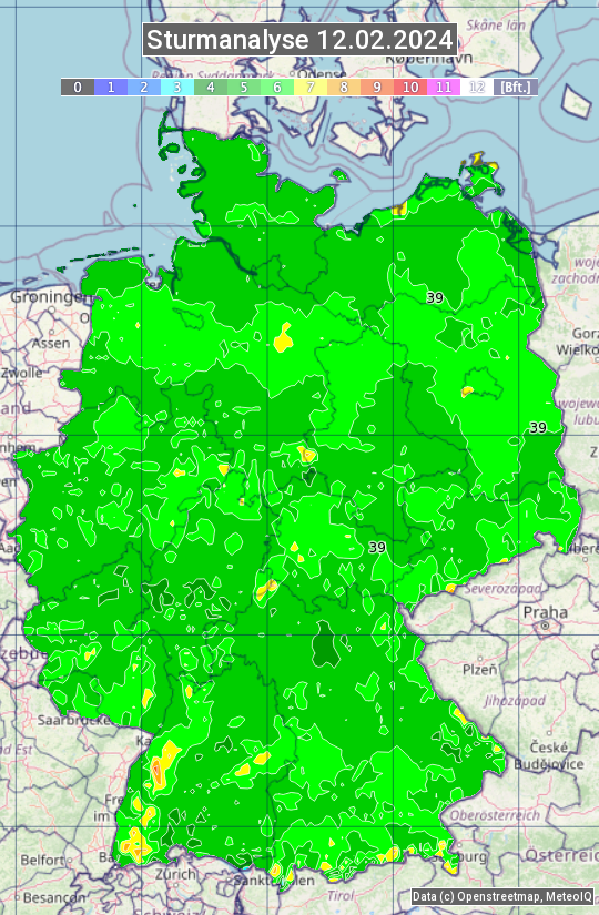 Karte mit Unwetteranalyse