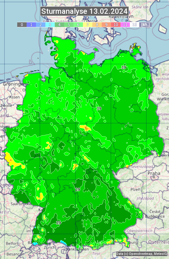 Karte mit Unwetteranalyse