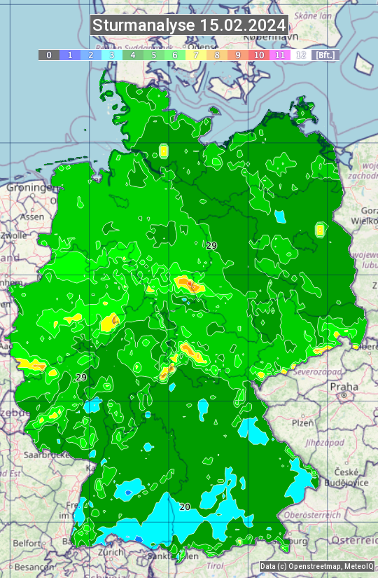 Karte mit Unwetteranalyse