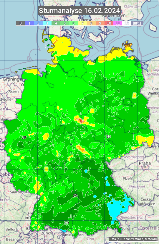 Karte mit Unwetteranalyse