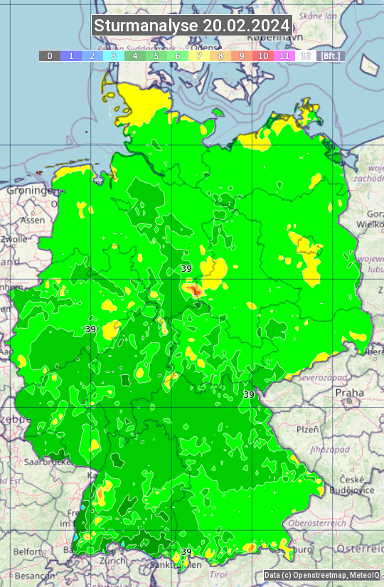 Karte mit Unwetteranalyse