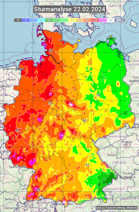 Karte mit Unwetteranalyse