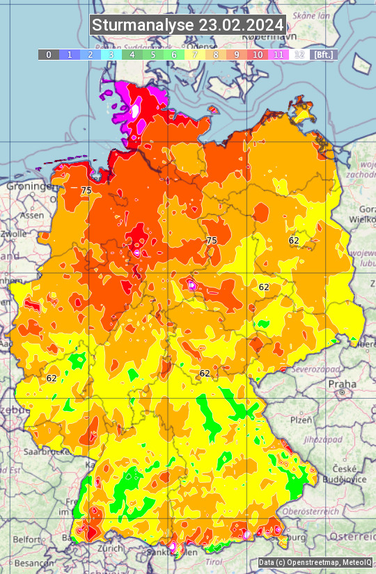 Karte mit Unwetteranalyse