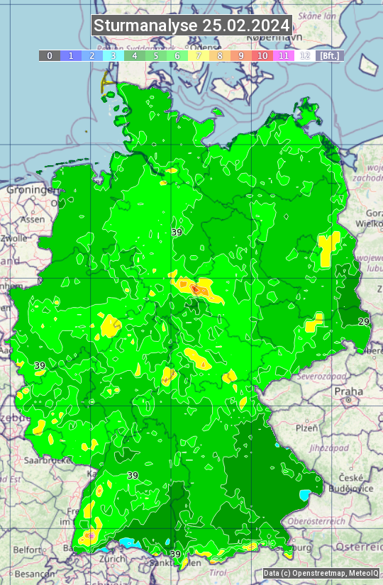 Karte mit Unwetteranalyse