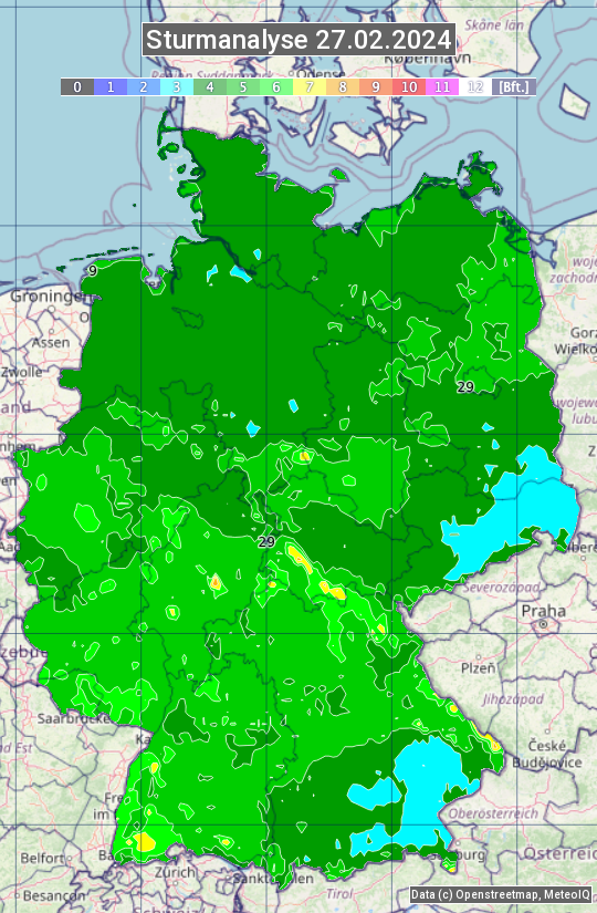 Karte mit Unwetteranalyse