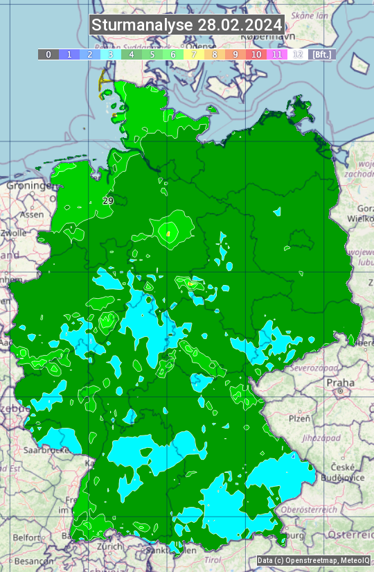 Karte mit Unwetteranalyse