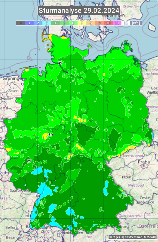 Karte mit Unwetteranalyse