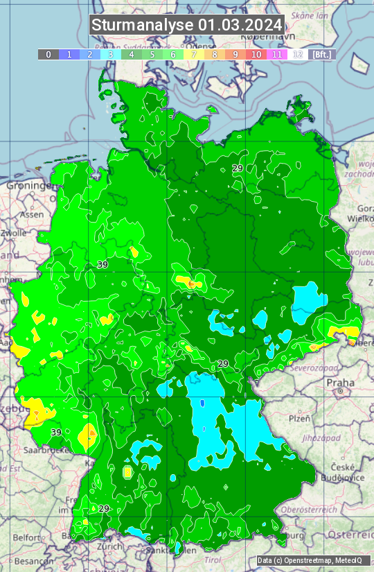 Karte mit Unwetteranalyse
