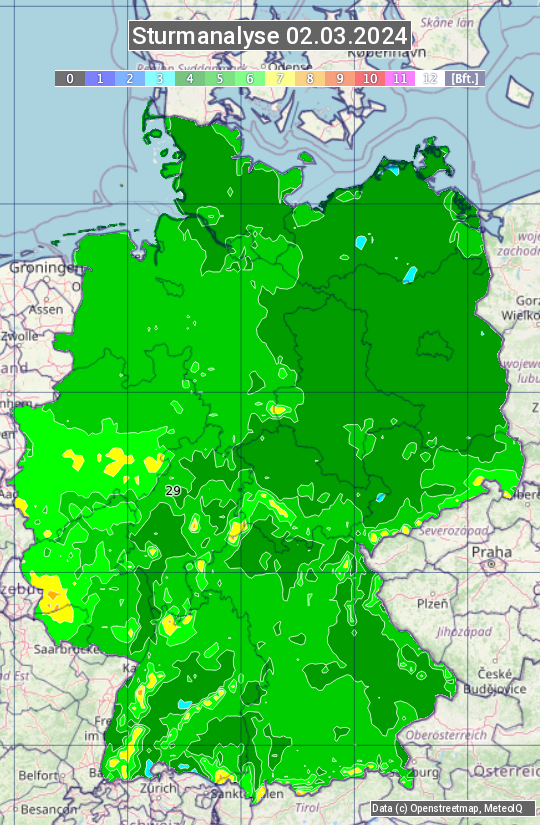 Karte mit Unwetteranalyse