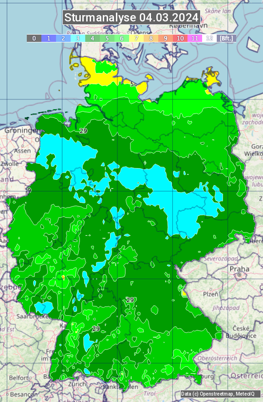 Karte mit Unwetteranalyse