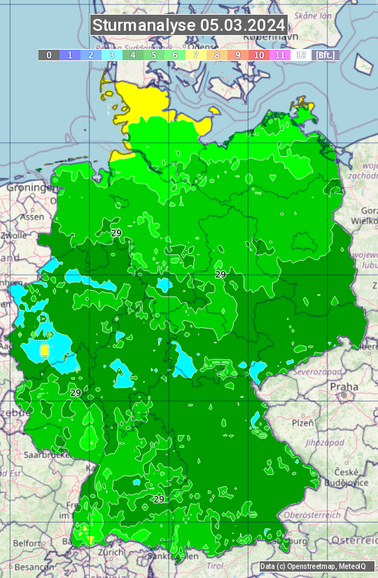 Karte mit Unwetteranalyse
