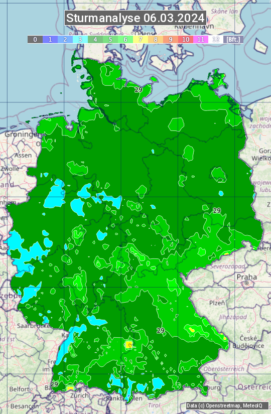 Karte mit Unwetteranalyse