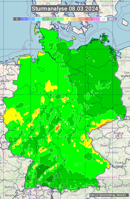 Karte mit Unwetteranalyse