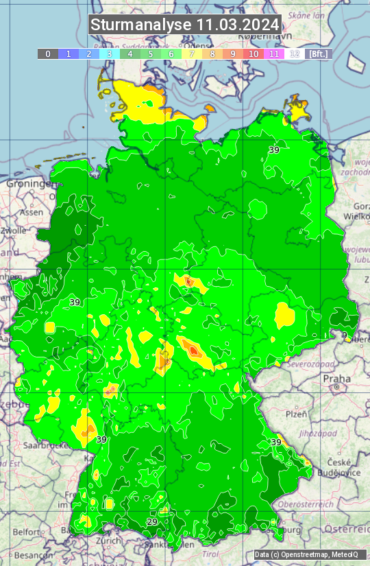 Karte mit Unwetteranalyse