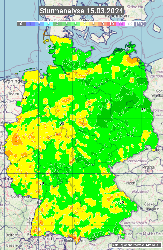 Karte mit Unwetteranalyse
