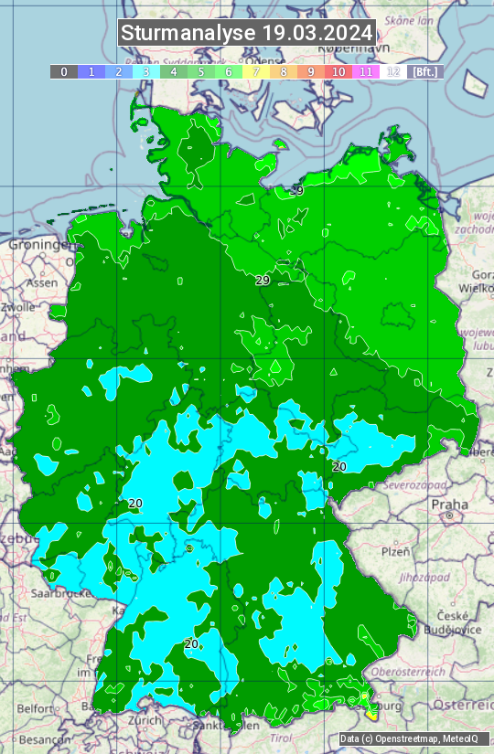 Karte mit Unwetteranalyse