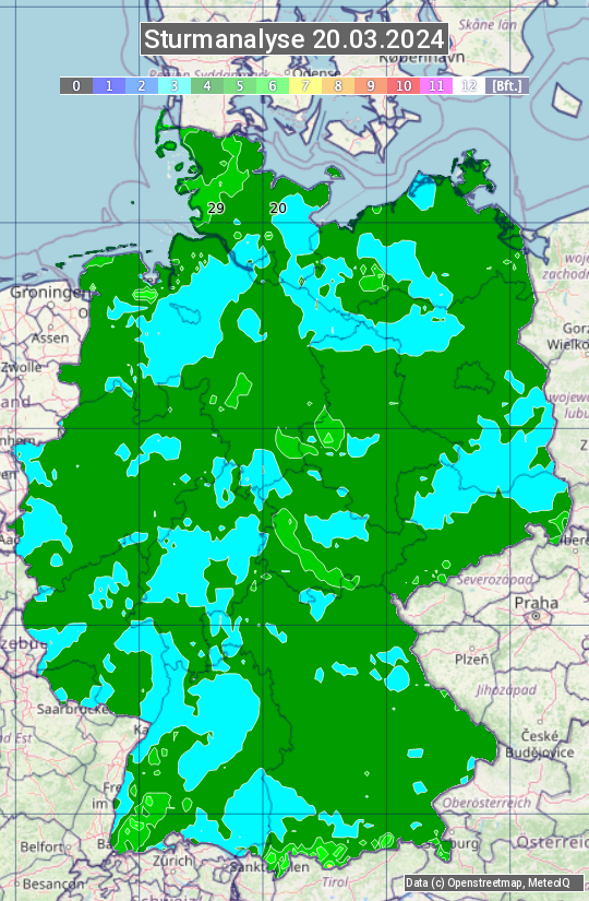 Karte mit Unwetteranalyse