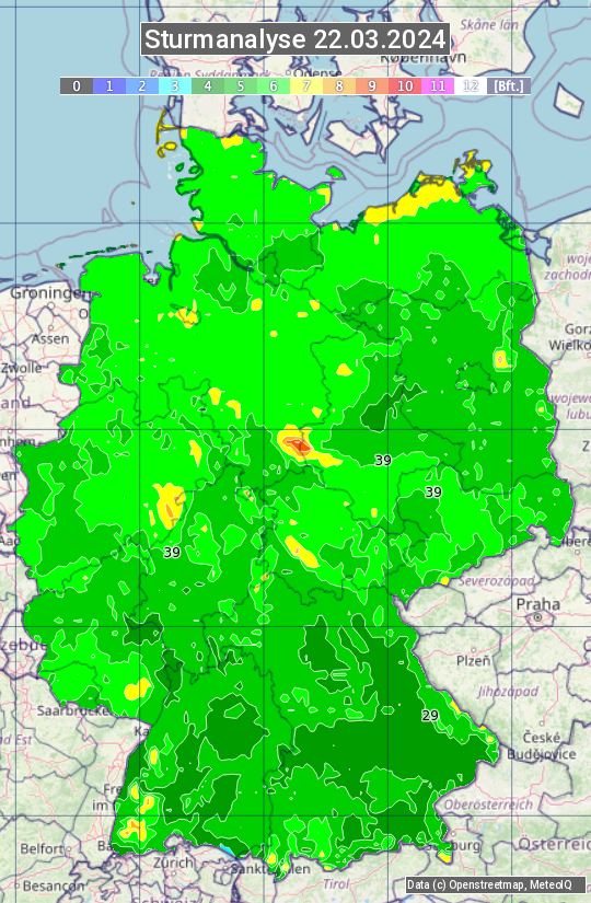 Karte mit Unwetteranalyse