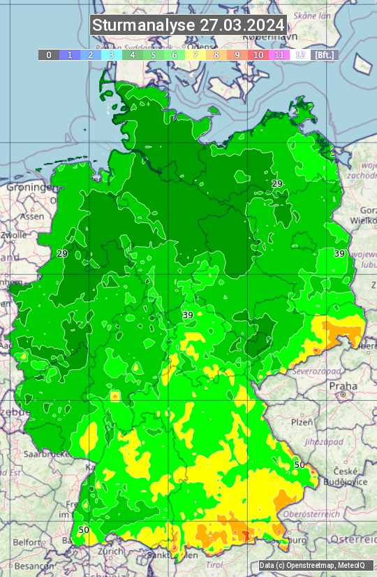 Karte mit Unwetteranalyse