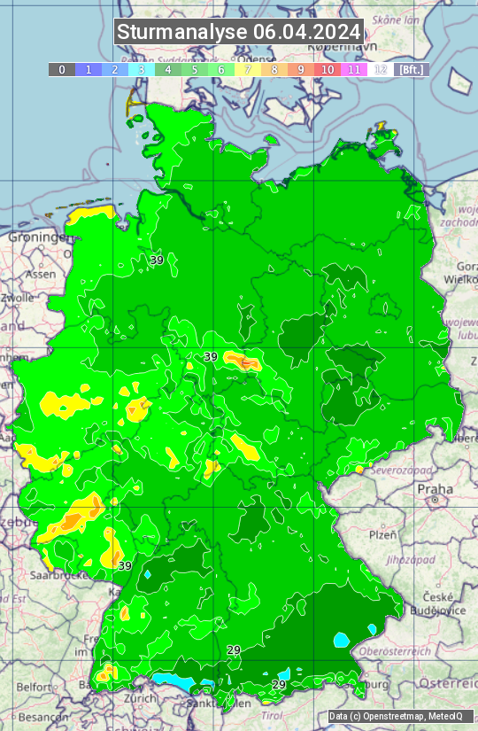 Karte mit Unwetteranalyse