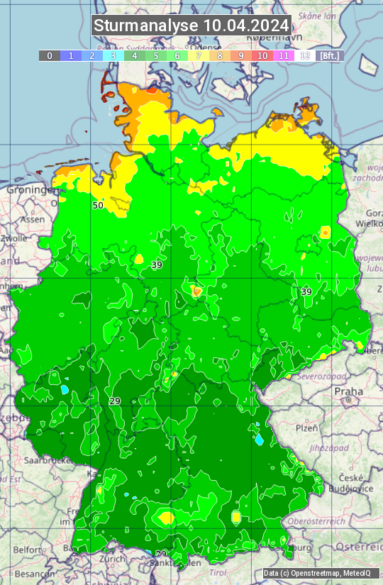 Karte mit Unwetteranalyse