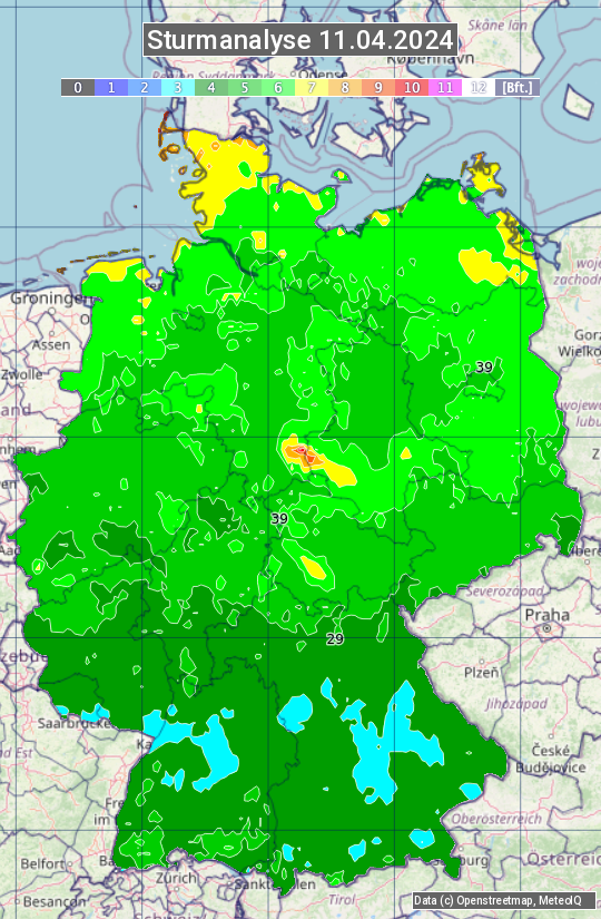 Karte mit Unwetteranalyse