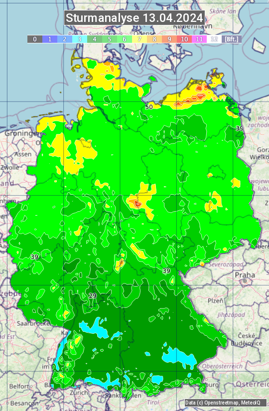Karte mit Unwetteranalyse