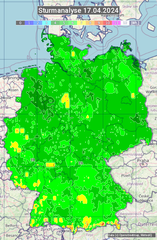 Karte mit Unwetteranalyse
