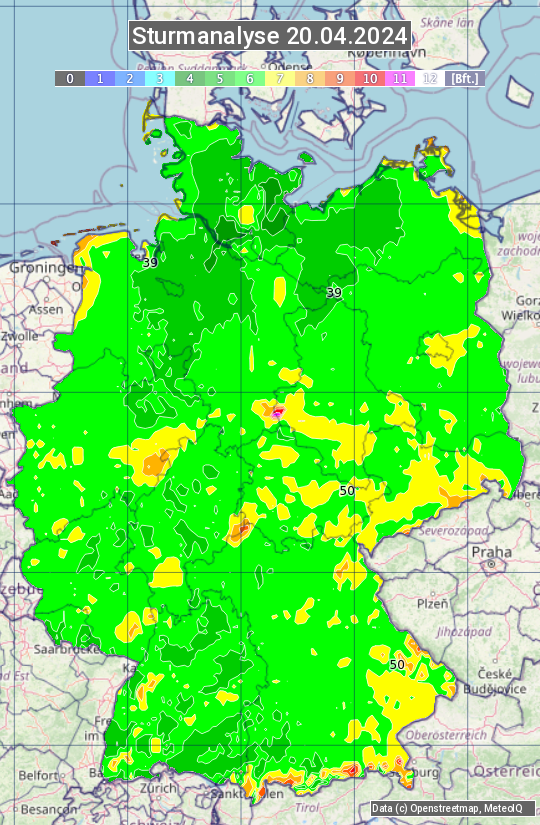 Karte mit Unwetteranalyse