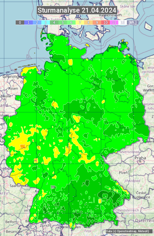 Karte mit Unwetteranalyse