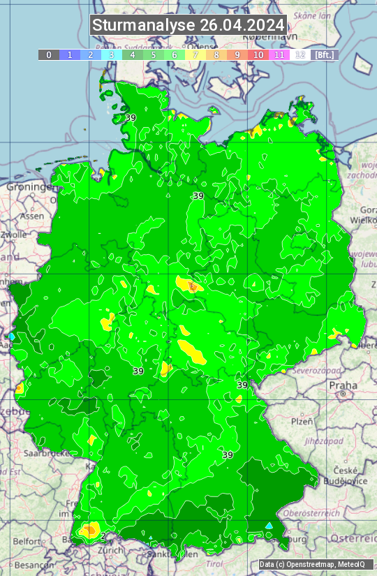 Karte mit Unwetteranalyse