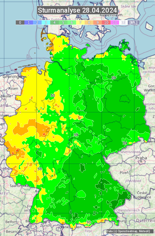 Karte mit Unwetteranalyse
