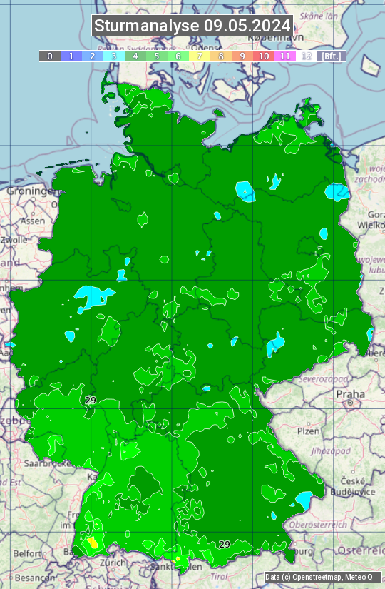 Karte mit Unwetteranalyse