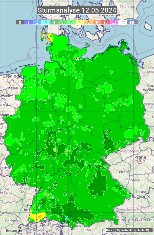 Karte mit Unwetteranalyse
