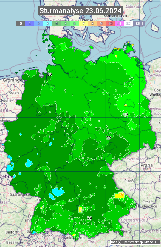Karte mit Unwetteranalyse