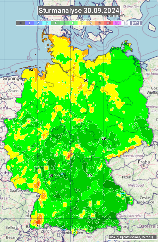 Karte mit Unwetteranalyse