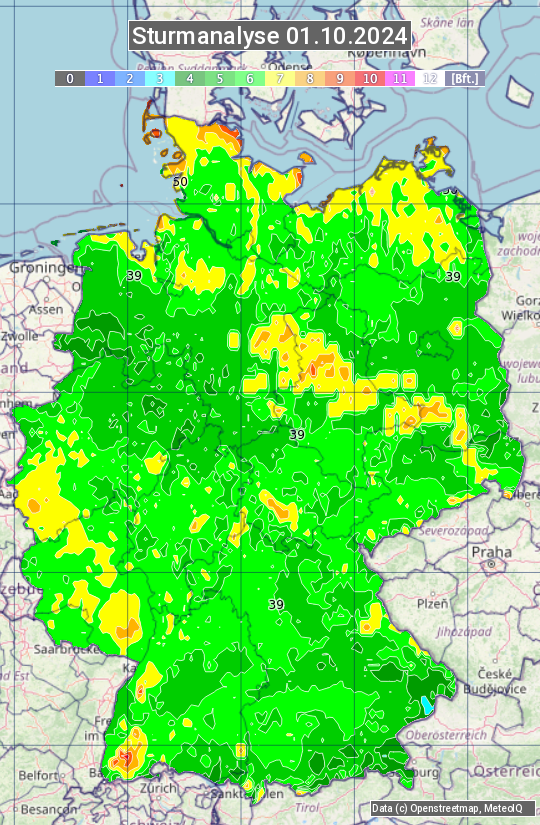 Karte mit Unwetteranalyse