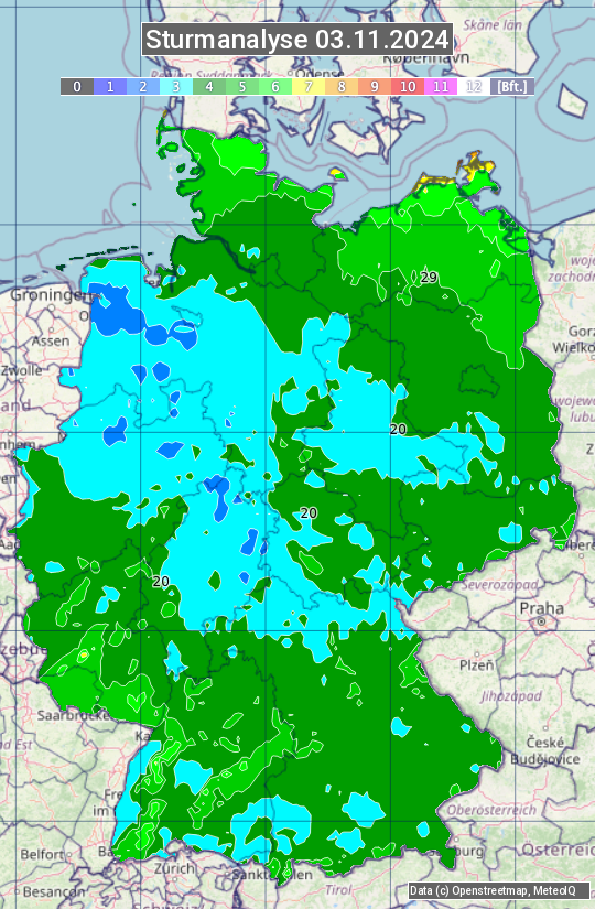 Karte mit Unwetteranalyse