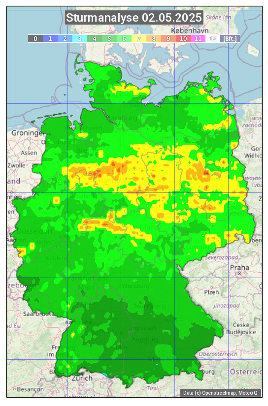 Karte mit Unwetteranalyse