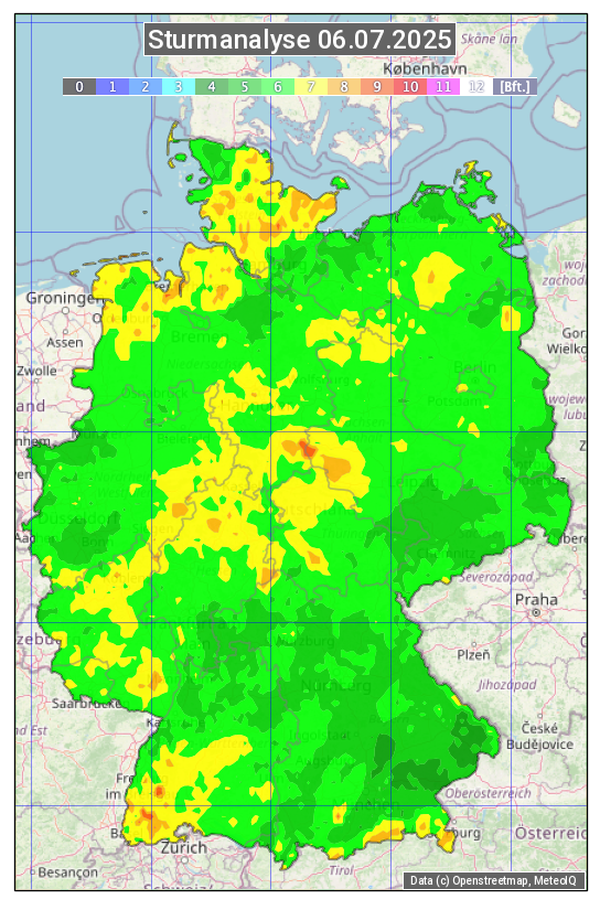 Karte mit Unwetteranalyse