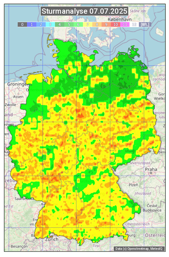 Karte mit Unwetteranalyse