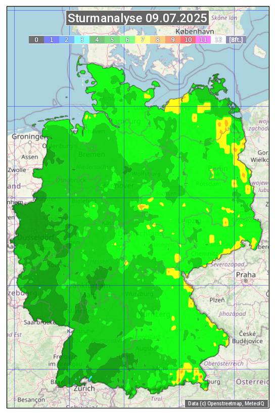 Karte mit Unwetteranalyse