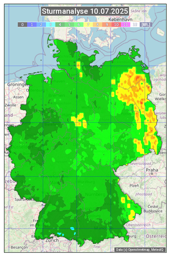 Karte mit Unwetteranalyse