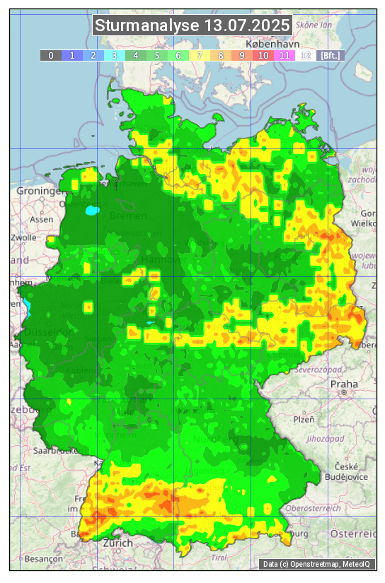 Karte mit Unwetteranalyse