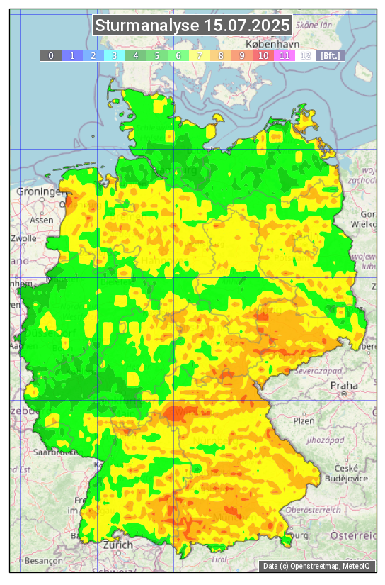 Karte mit Unwetteranalyse