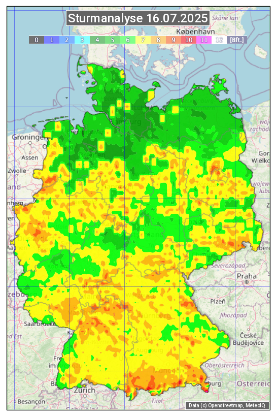 Karte mit Unwetteranalyse