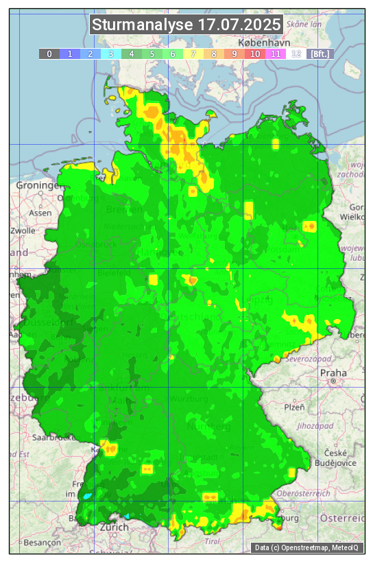 Karte mit Unwetteranalyse