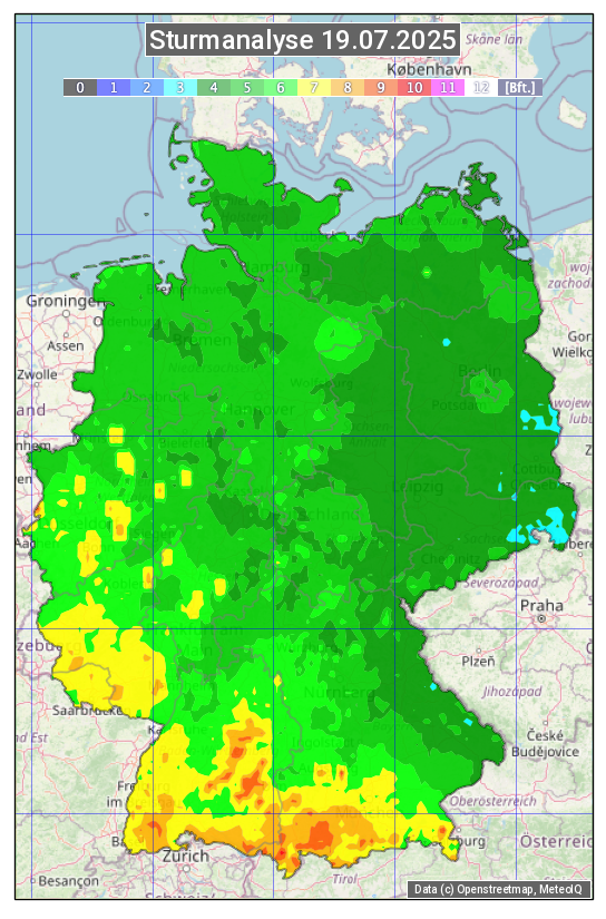 Karte mit Unwetteranalyse