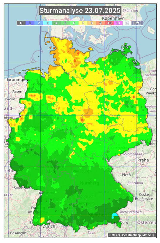 Karte mit Unwetteranalyse
