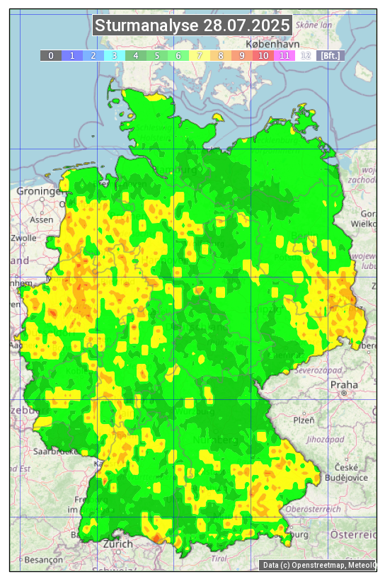 Karte mit Unwetteranalyse